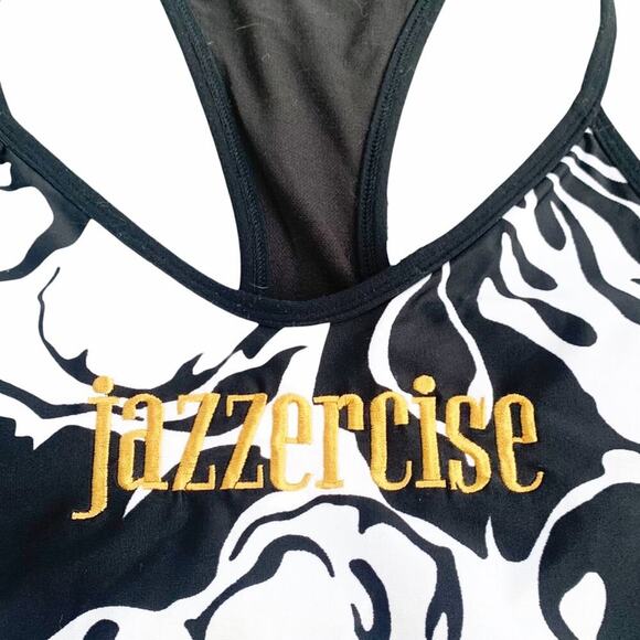 Vintage Jazzercise Floral Athletic Workout Dance Tank Top Activewear Abstract L - Picture 2 of 6